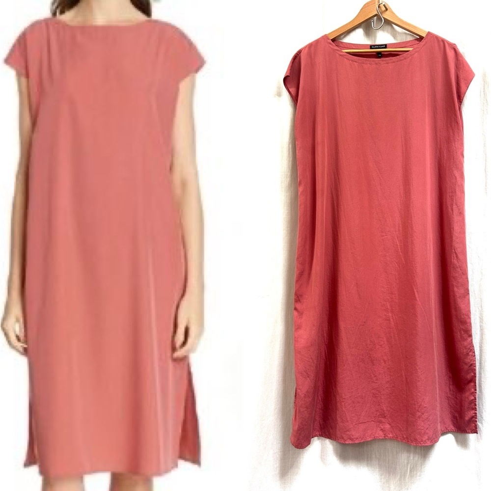 Eileen Fisher
Tencel Side-Slit Cap-Sleeve Dress mauve size large